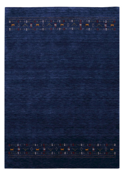 Contemporary Blue Design Hand Loomed Wool Area Rug.