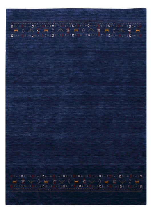 Contemporary Blue Design Hand Loomed Wool Area Rug.