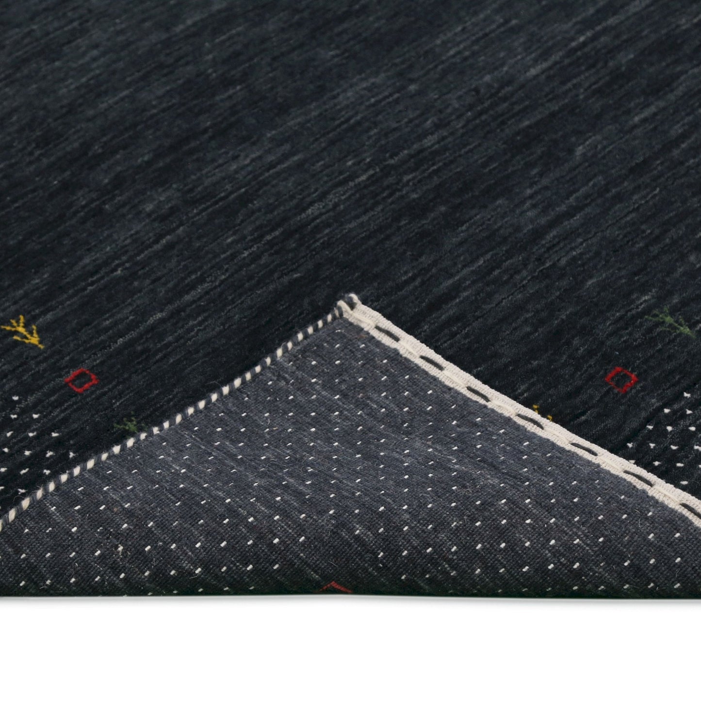 Contemporary Charcoal Gabbeh Border Hand Loomed Wool Area Rug