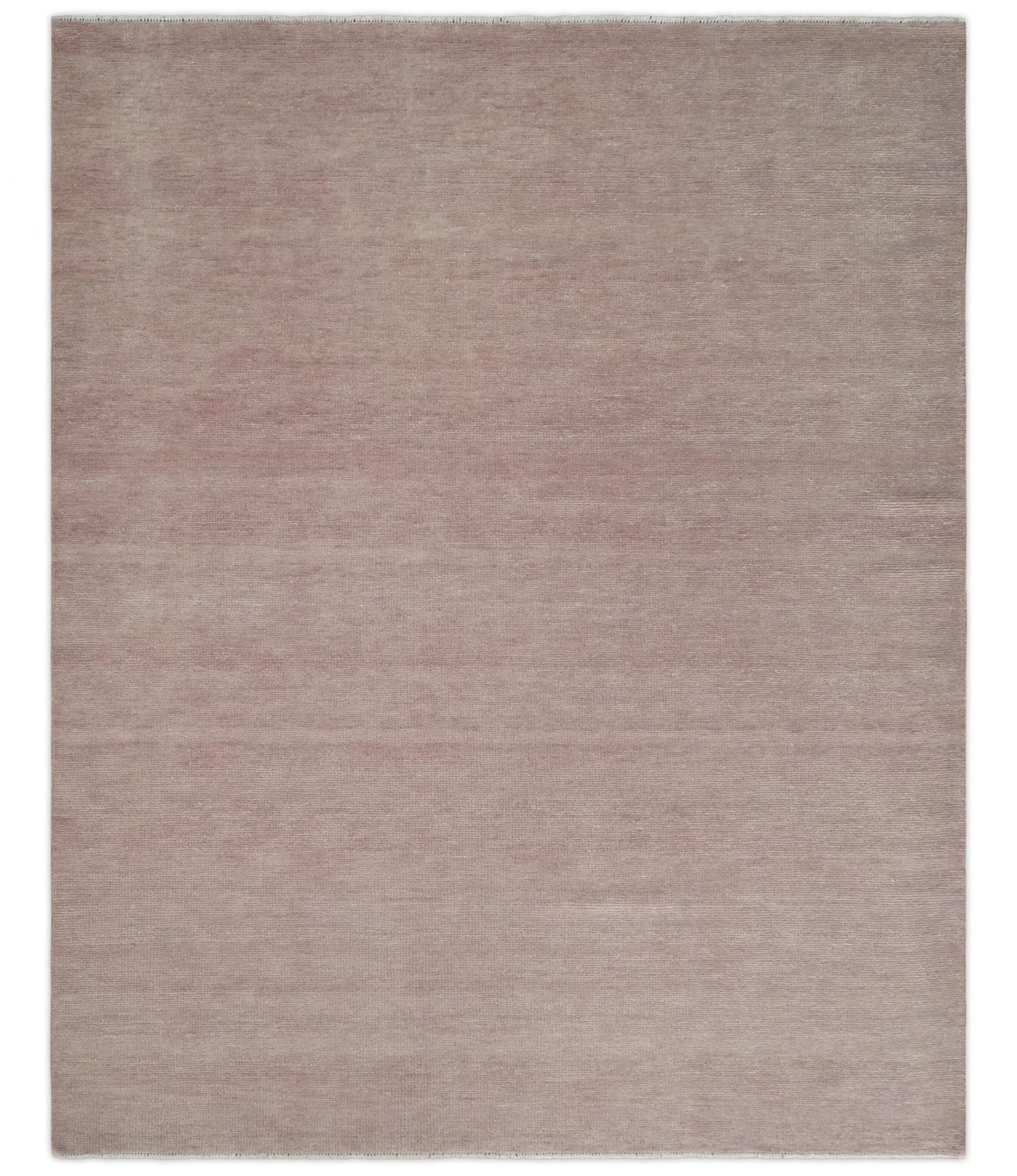 Contemporary Custom Made Modern Solid Peach Hand knotted Wool Area Rug.