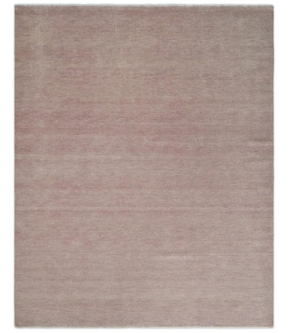 Contemporary Custom Made Modern Solid Peach Hand knotted Wool Area Rug.