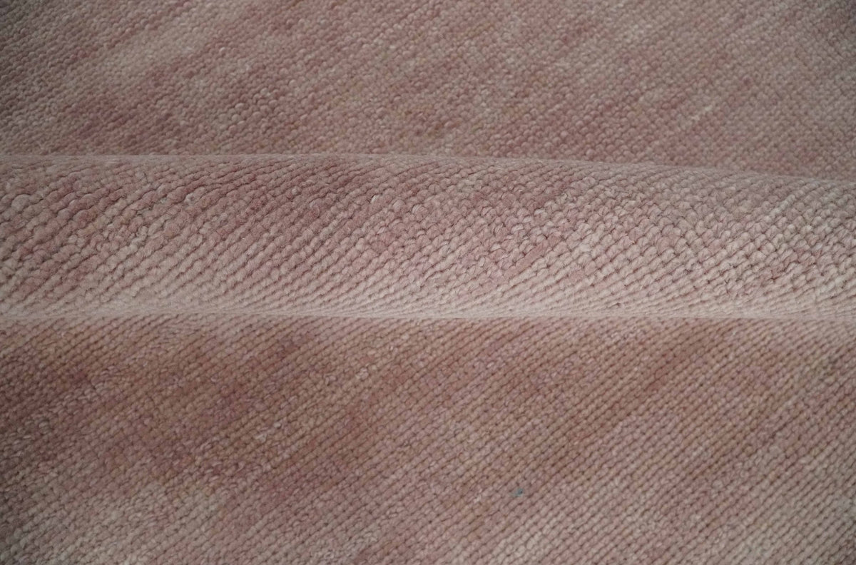 Contemporary Custom Made Modern Solid Peach Hand knotted Wool Area Rug.