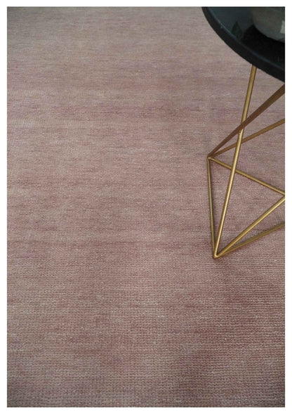 Contemporary Custom Made Modern Solid Peach Hand knotted Wool Area Rug.