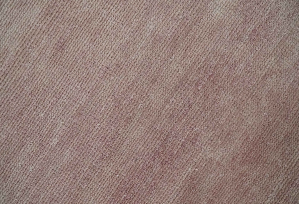 Contemporary Custom Made Modern Solid Peach Hand knotted Wool Area Rug.