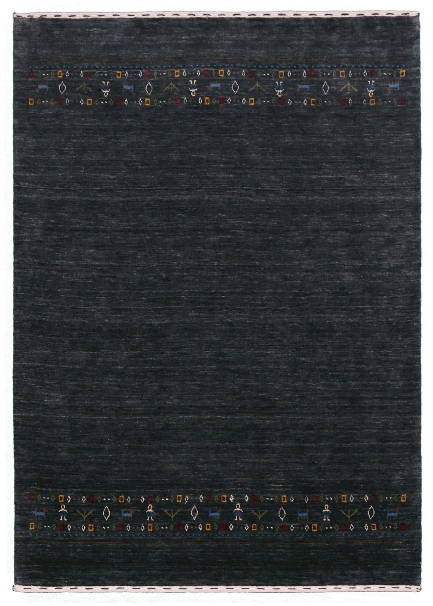 Contemporary Design Charcoal Hand Loomed Wool Area Rug.