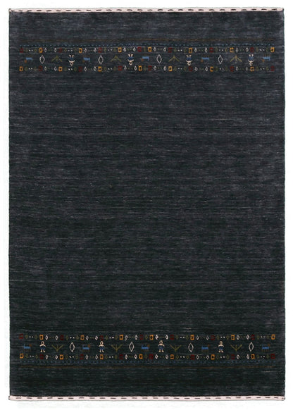 Contemporary Design Charcoal Hand Loomed Wool Area Rug.