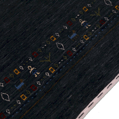 Contemporary Design Charcoal Hand Loomed Wool Area Rug.