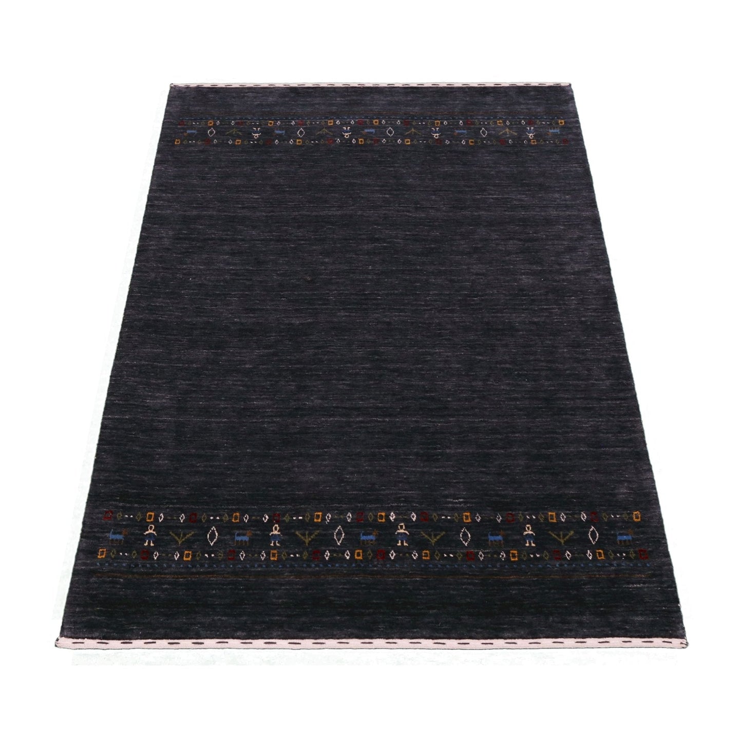 Contemporary Design Charcoal Hand Loomed Wool Area Rug.