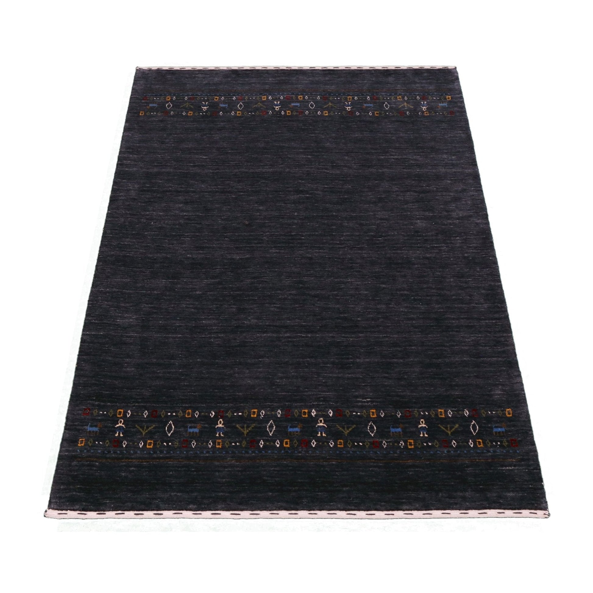 Contemporary Design Charcoal Hand Loomed Wool Area Rug.