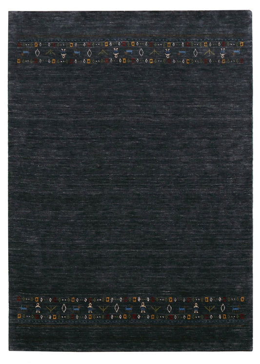 Contemporary Design Charcoal Hand Loomed Wool Area Rug.