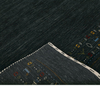 Contemporary Design Charcoal Hand Loomed Wool Area Rug.