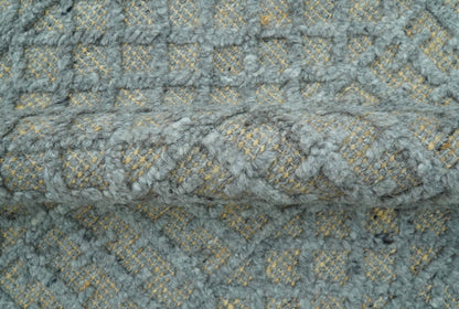 Contemporary Design Gray Hand Knotted Wool Area Rug.