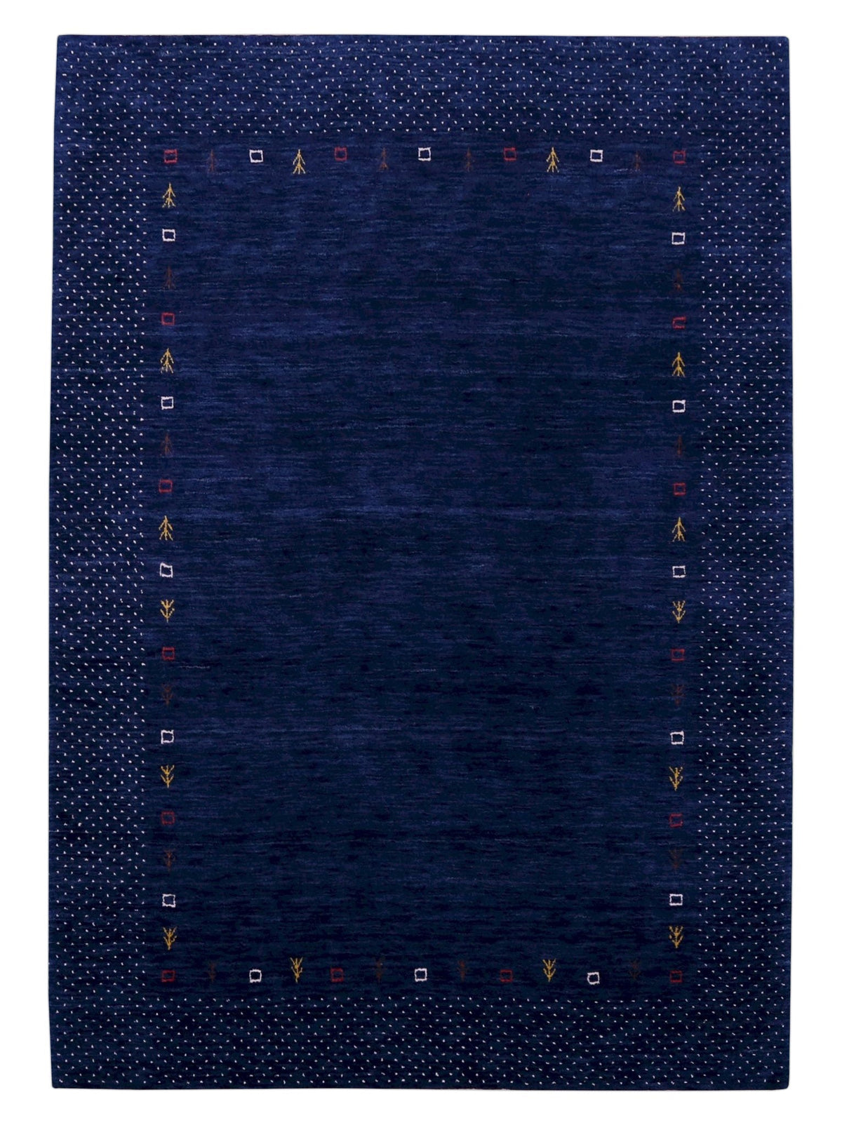 Contemporary Gabbeh Border Design Hand Loomed Wool Area Rug.