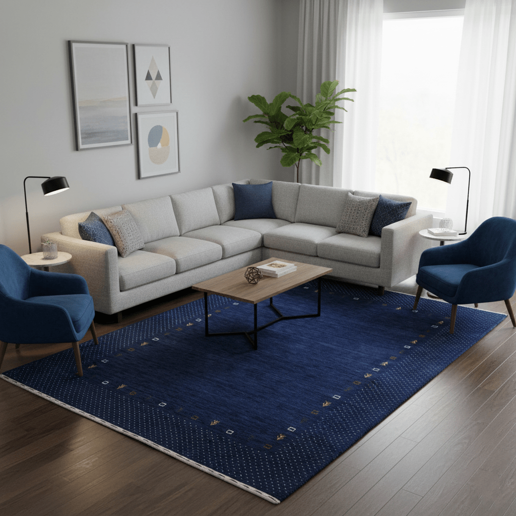 Contemporary Gabbeh Border Design Hand Loomed Wool Area Rug.