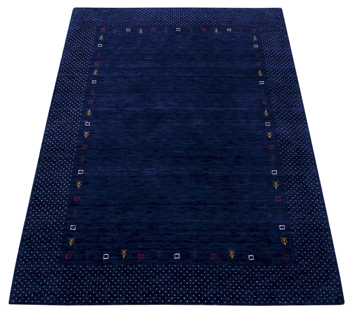 Contemporary Gabbeh Border Design Hand Loomed Wool Area Rug.