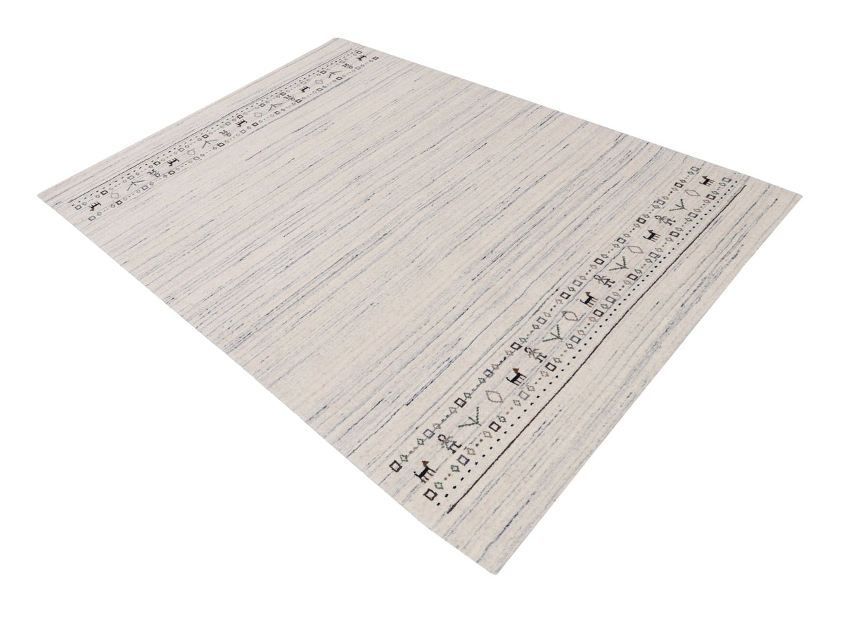 Contemporary Ivory Design Hand Loomed Wool Rug.