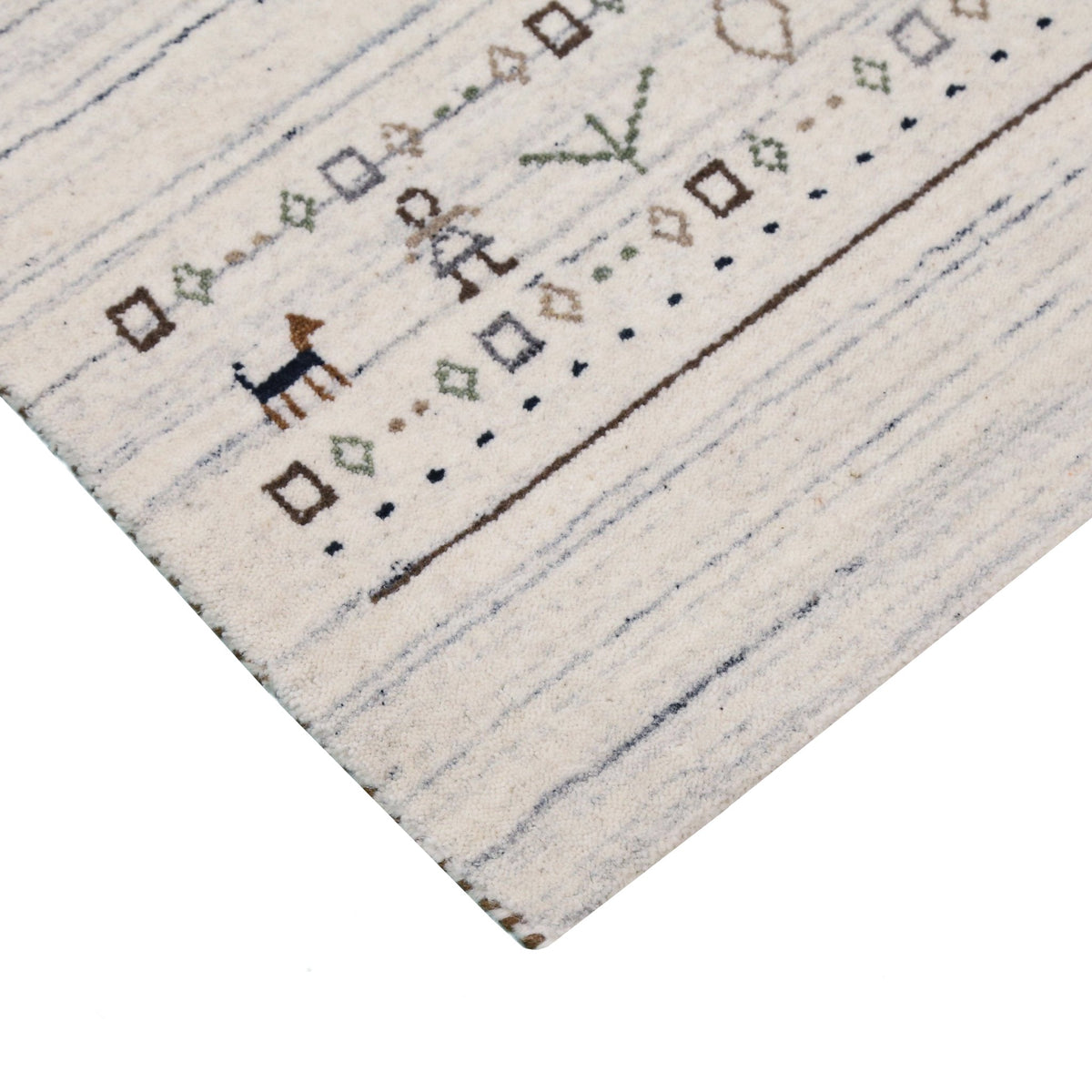 Contemporary Ivory Design Hand Loomed Wool Rug.