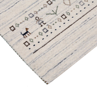 Contemporary Ivory Design Hand Loomed Wool Rug.