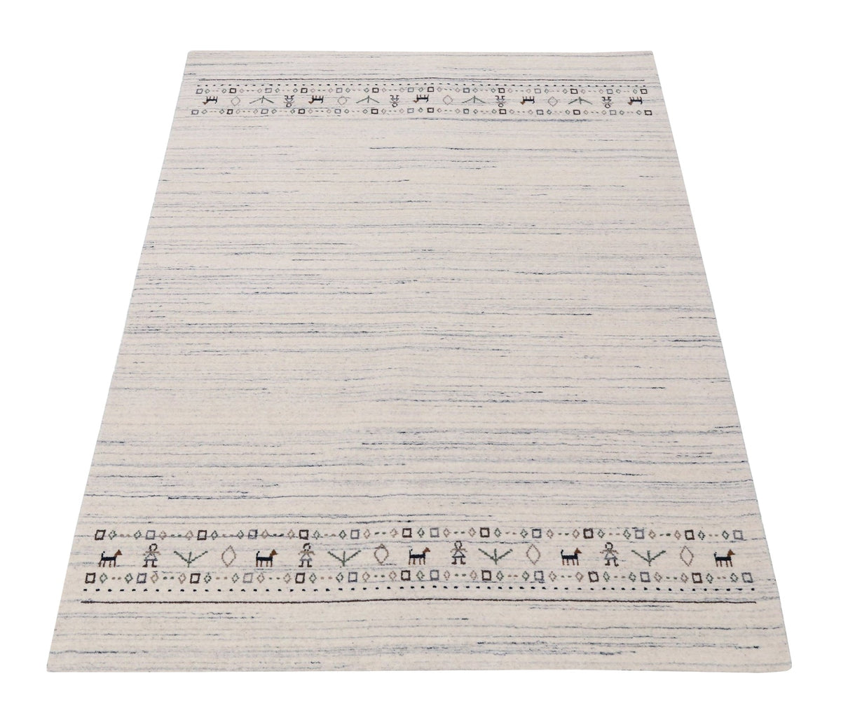 Contemporary Ivory Design Hand Loomed Wool Rug.