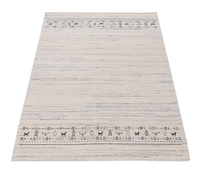 Contemporary Ivory Design Hand Loomed Wool Rug.