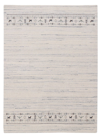 Contemporary Ivory Design Hand Loomed Wool Rug.