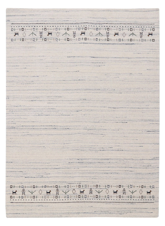 Contemporary Ivory Design Hand Loomed Wool Rug.