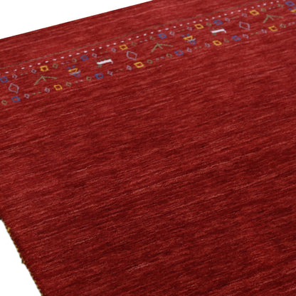 Contemporary Red Hand Loomed Wool Area Rug.