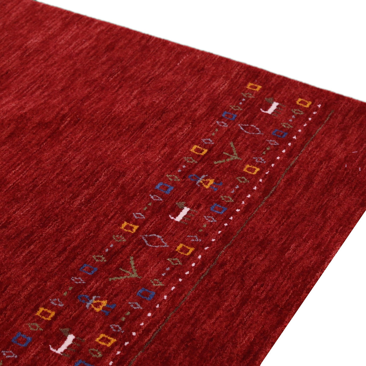 Contemporary Red Hand Loomed Wool Area Rug.