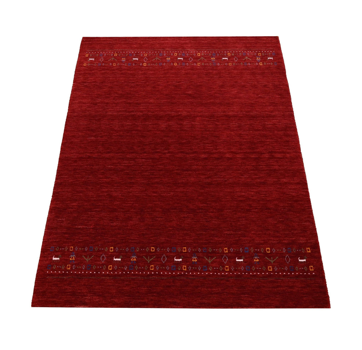 Contemporary Red Hand Loomed Wool Area Rug.