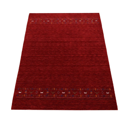 Contemporary Red Hand Loomed Wool Area Rug.