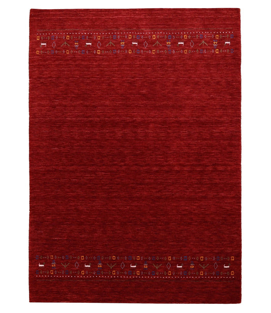 Contemporary Red Hand Loomed Wool Area Rug.