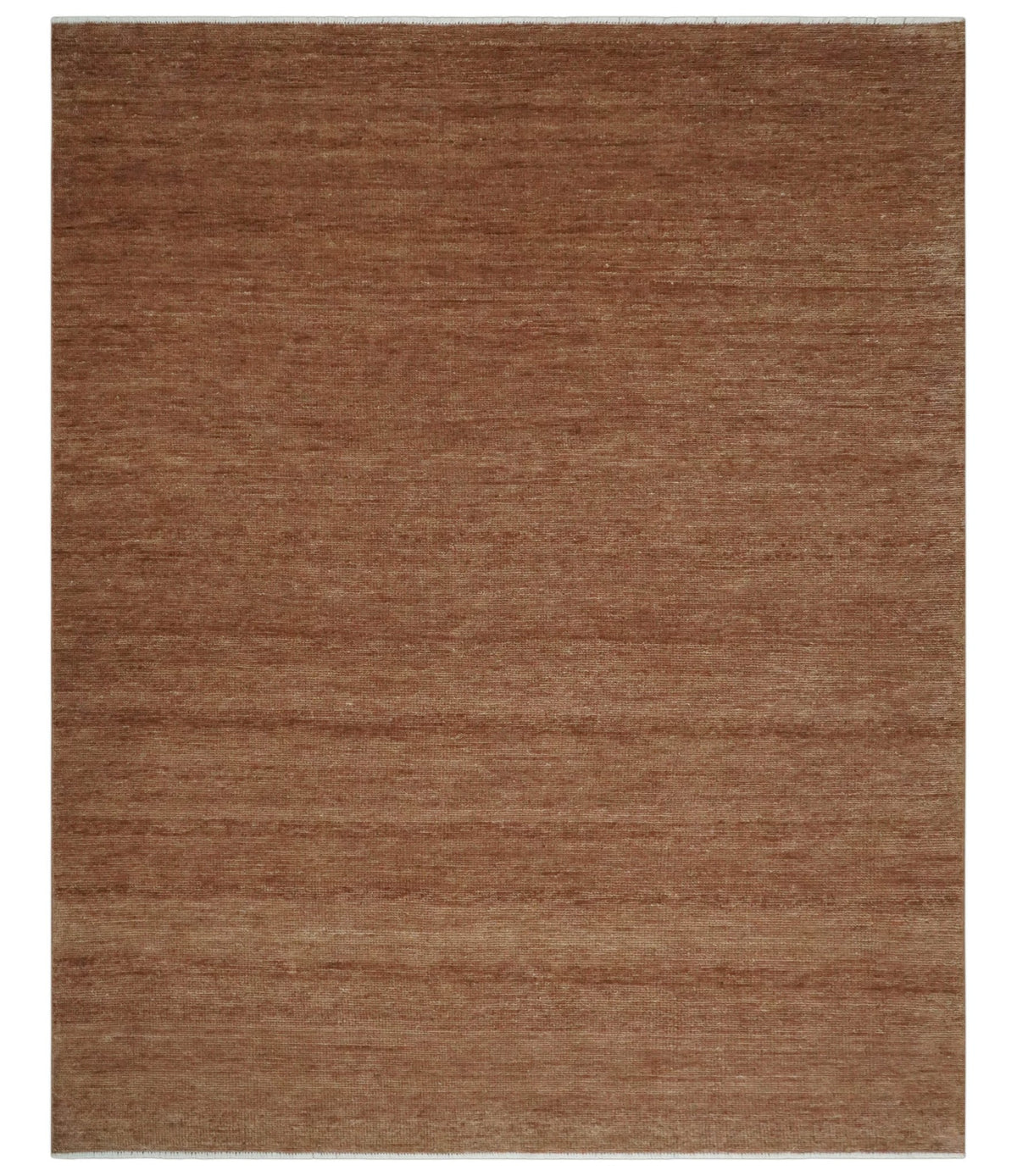 Contemporary Solid Brick Red Hand knotted Custom Made wool Area Rug.