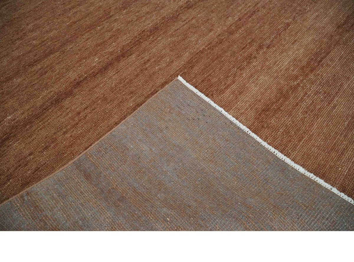 Contemporary Solid Brick Red Hand knotted Custom Made wool Area Rug.