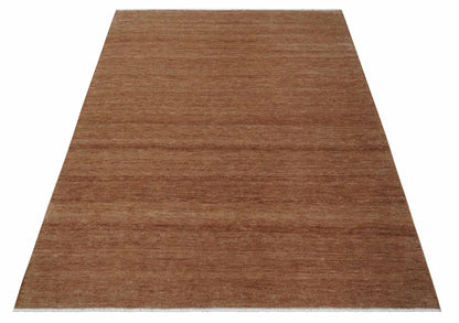 Contemporary Solid Brick Red Hand knotted Custom Made wool Area Rug.