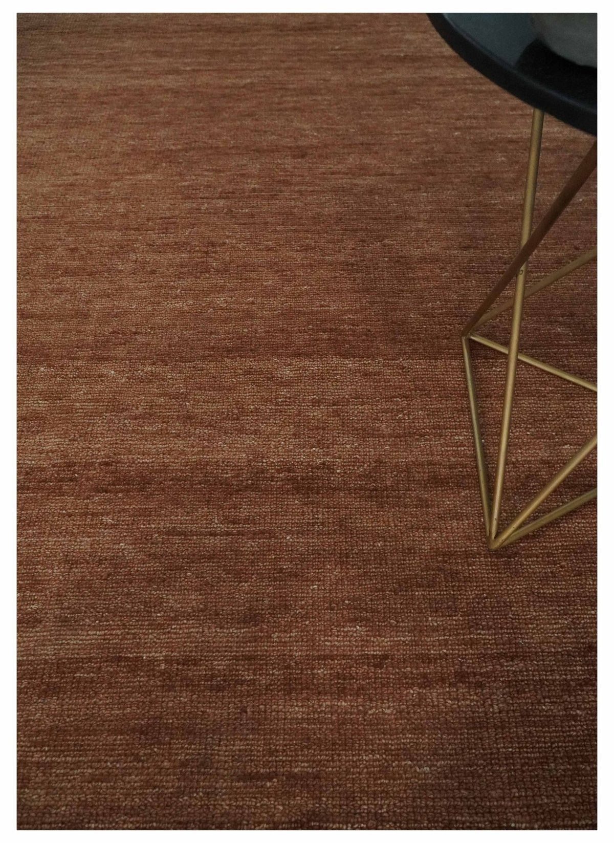 Contemporary Solid Brick Red Hand knotted Custom Made wool Area Rug.