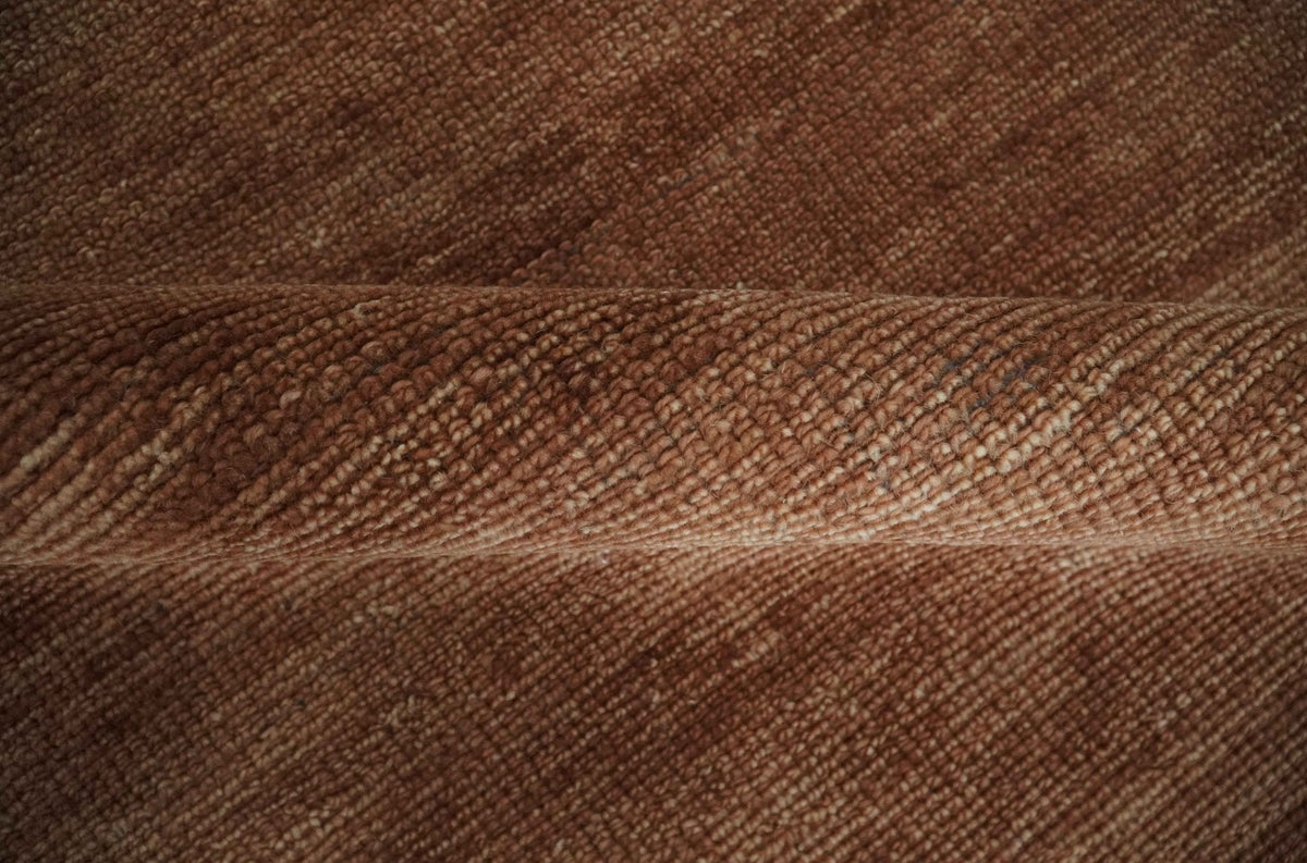 Contemporary Solid Brick Red Hand knotted Custom Made wool Area Rug.