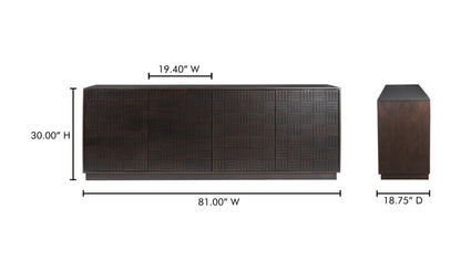 Moe's Home Collection Credenza Denman 4 Door Sideboard Dark Brown Denman 4 Door Sideboard Dark Brown