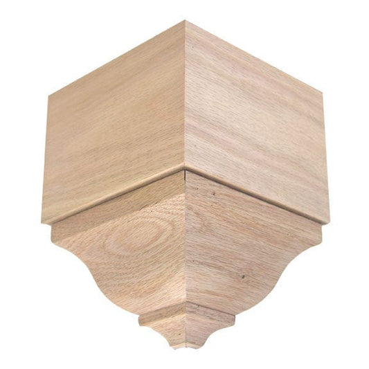 NewMouldings Crown Block Red Oak EWCR83 Crown Outside Corner Block 4-1/4 Tall x 3 deep EWCR83 Crown Outside Corner Block 4-1/4 Tall x 3 deep