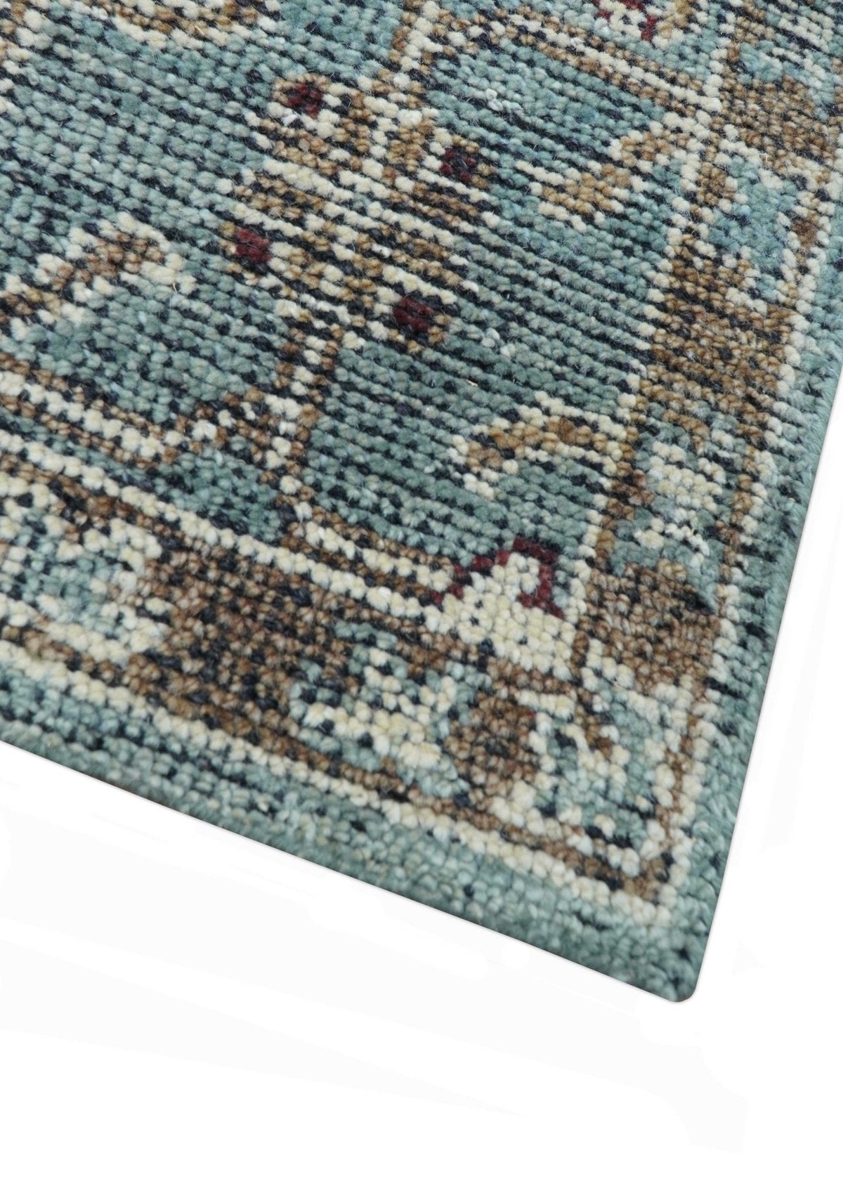 Crown Custom Made Traditional Design Blue Hand Knotted Wool Rug.