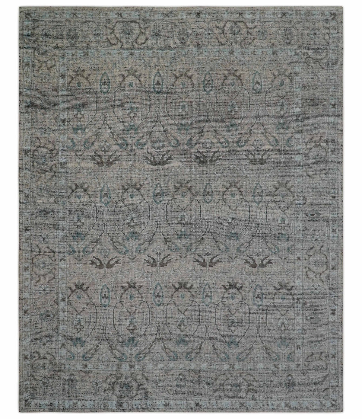 Crown Custom Made Traditional Design Pink Hand Knotted Wool Rug.