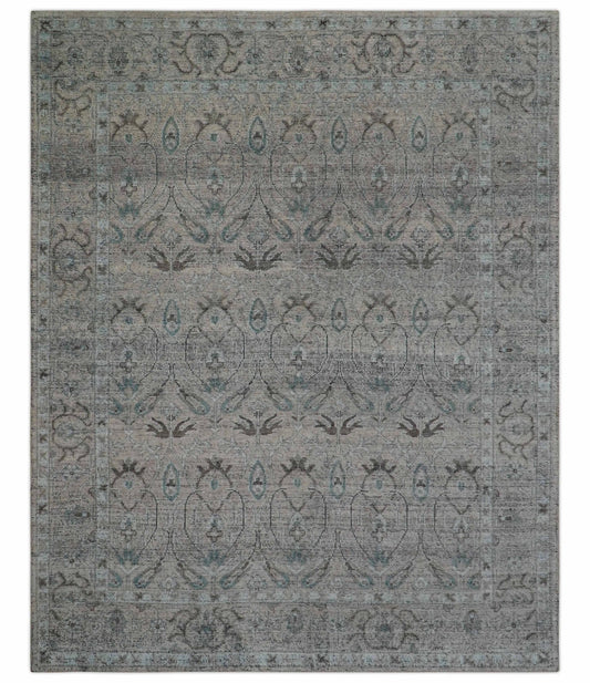 Crown Custom Made Traditional Design Pink Hand Knotted Wool Rug.