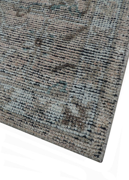 Crown Custom Made Traditional Design Pink Hand Knotted Wool Rug.