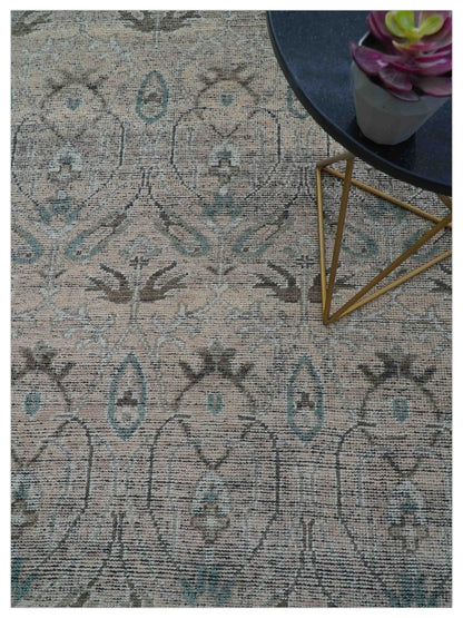 Crown Custom Made Traditional Design Pink Hand Knotted Wool Rug.