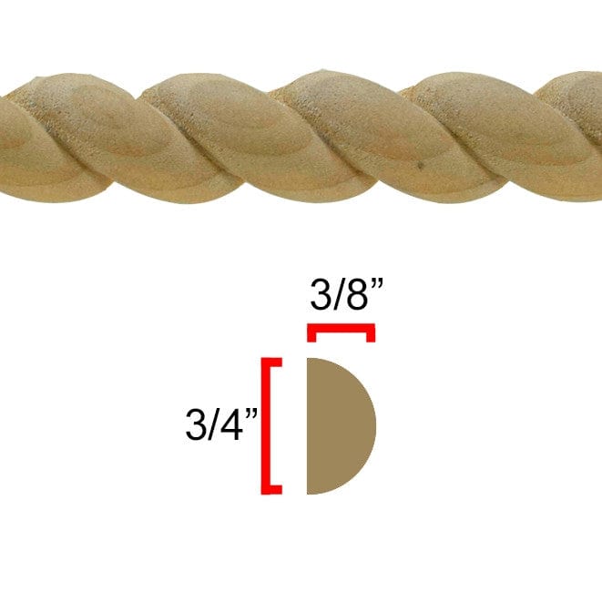 NewMouldings Crown Rope Poplar / 94 inches EWRM12 Rope Moulding EWRM12 Rope Moulding