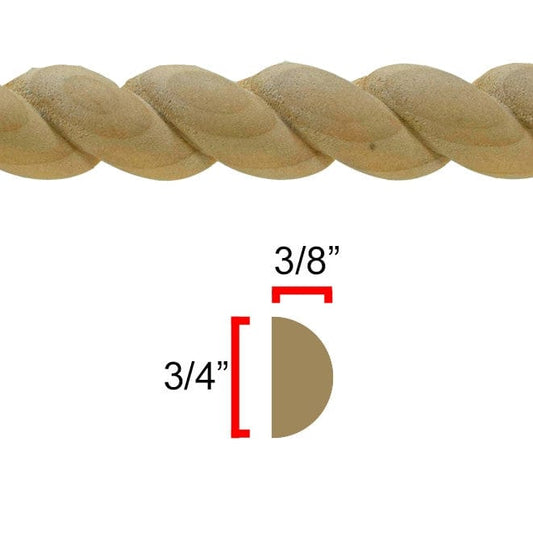 NewMouldings Crown Rope Poplar / 94 inches EWRM12 Rope Moulding EWRM12 Rope Moulding