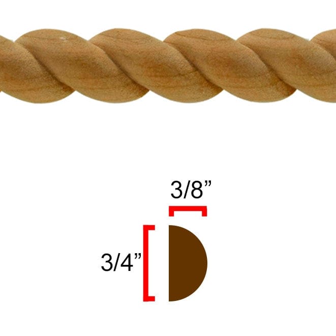 NewMouldings Crown Rope Cherry / 94 inches EWRM12 Rope Moulding EWRM12 Rope Moulding