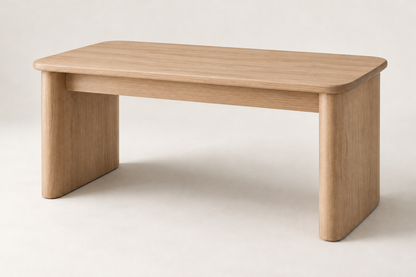 The Curve Desk finished back shown in natural white oak, design render