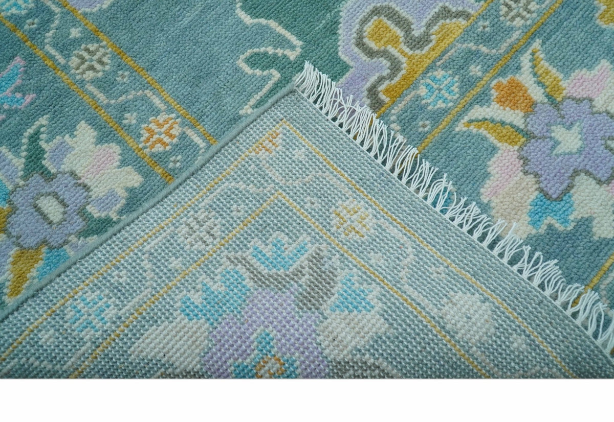 Custom Made Antique Blue Traditional Oushak Design Hand Knotted Wool Area Rug.