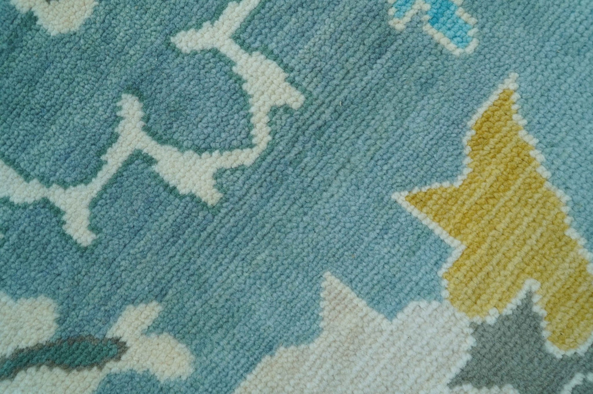Custom Made Antique Blue Traditional Oushak Design Hand Knotted Wool Area Rug.