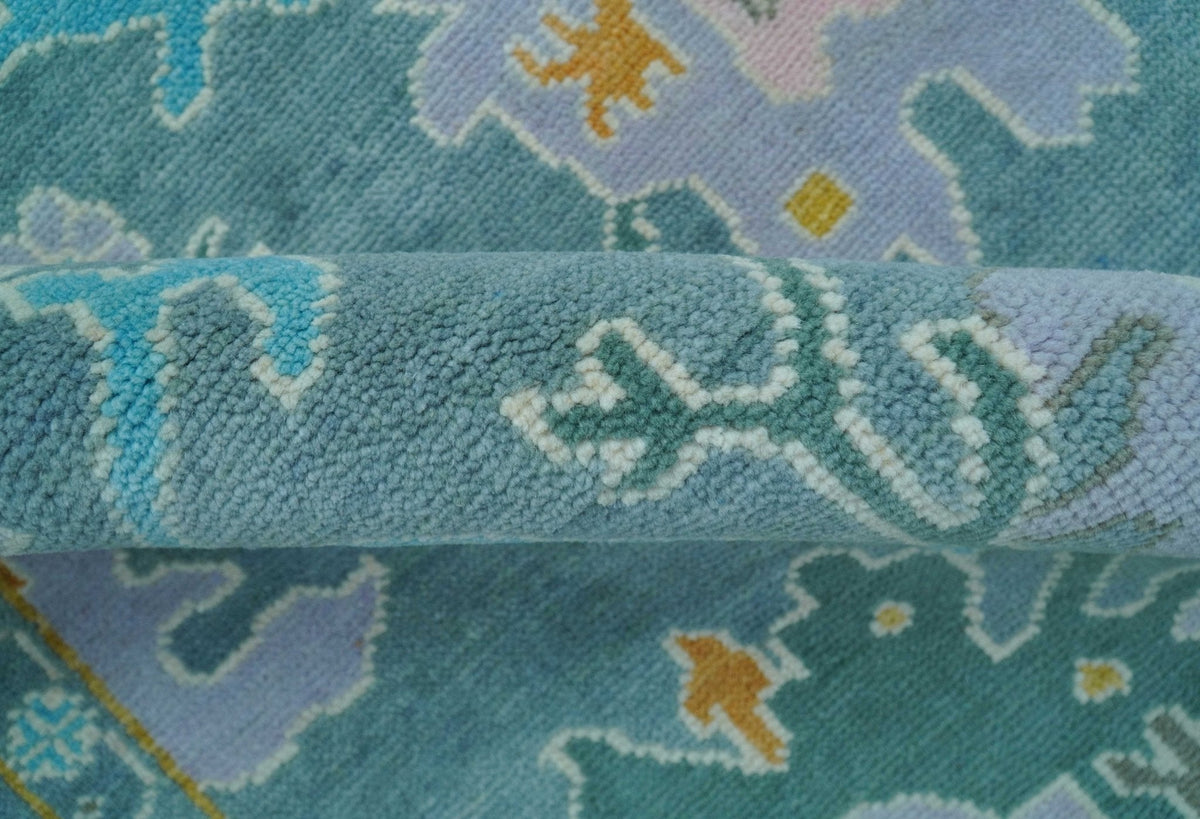 Custom Made Antique Blue Traditional Oushak Design Hand Knotted Wool Area Rug.
